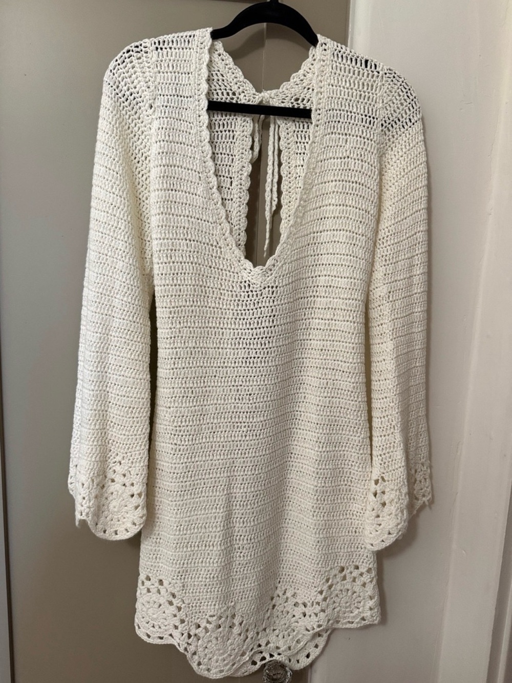 Crochet Cover-Up Tunic Dress - White
